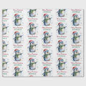Personalisierter Pinguin in der Weihnachtsmannmütz Geschenkpapier (Flach)