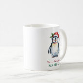 Personalisierter Pinguin in der Weihnachtsmannmütz Kaffeetasse (VorderseiteRechts)