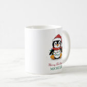 Personalisierter Pinguin in der Weihnachtsmannmütz Kaffeetasse (VorderseiteRechts)