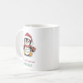Personalisierter Pinguin in der Weihnachtsmannmütz Kaffeetasse (Vorderseite Links)