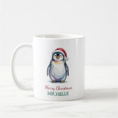 Personalisierter Pinguin in der Weihnachtsmannmütz Kaffeetasse (Links)