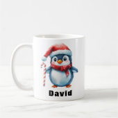 Personalisierter Pinguin mit Candy Cane Individuel Kaffeetasse (Links)
