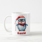 Personalisierter Pinguin mit Candy Cane Individuel Kaffeetasse (Links)