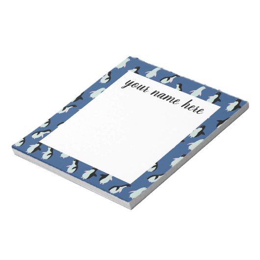 Personalisierter Pinguin Notepad Notizblock (Rotiert)