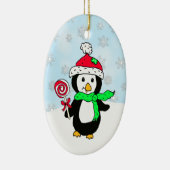 Personalisierter Pinguin Snowy Day Weihnachten Keramik Ornament (Rechts)