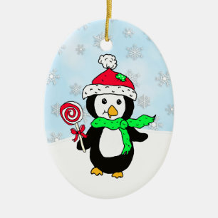 Personalisierter Pinguin Snowy Day Weihnachten Keramik Ornament