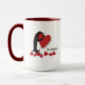 Personalisierter Pinguin und Roter Herzkaffee Tasse (Links)