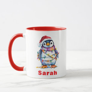 Personalisierter Pinguin Weihnachten Individuelle Tasse