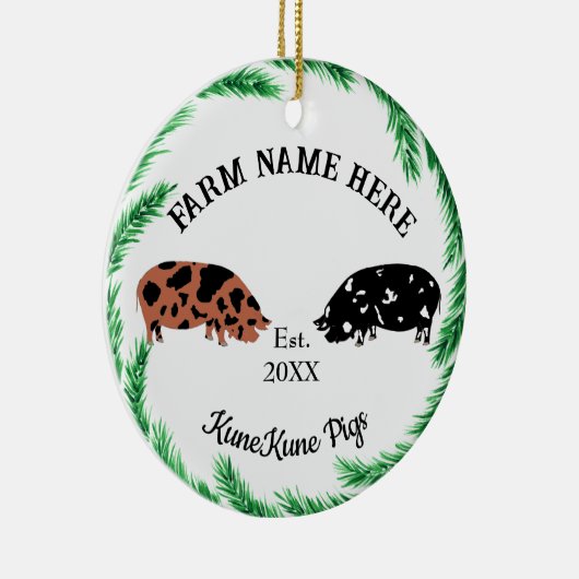 Personalisierter Pinienkrebs der KuneKune Nr. 2 Keramik Ornament (Rechts)