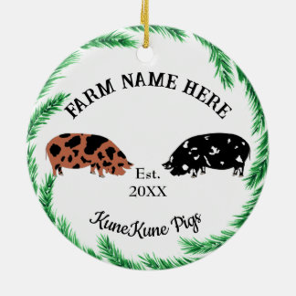 Personalisierter Pinienkrebs der KuneKune Nr. 2 Keramik Ornament