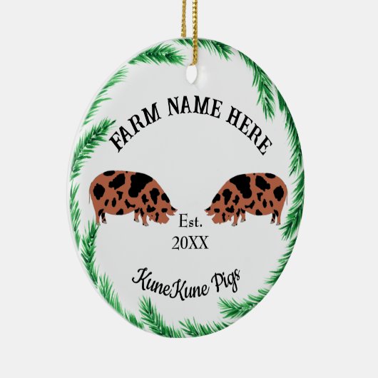 Personalisierter Pinienwald KuneKune Keramik Ornament (Rechts)