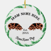 Personalisierter Pinienwald KuneKune Keramik Ornament (Hinten)
