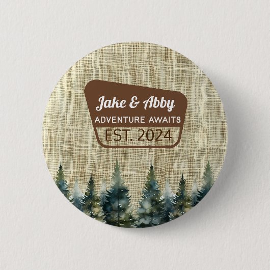 Personalisierter Pinienwald Park im Freien Button (Vorderseite)