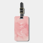 Personalisierter Pink-Aquarell-Tag Gepäckanhänger (Vorderseite vertikal)