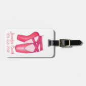 Personalisierter Pink Ballet Toe Pointe Shoes Tanz Gepäckanhänger (Vorderseite horizontal)