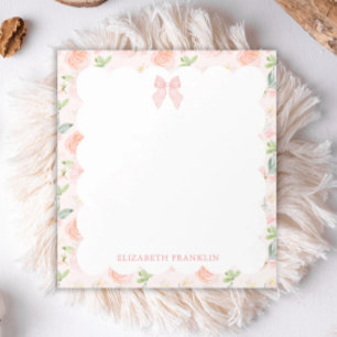 Personalisierter Pink Bow Floral Baby Stationer Notizblock
