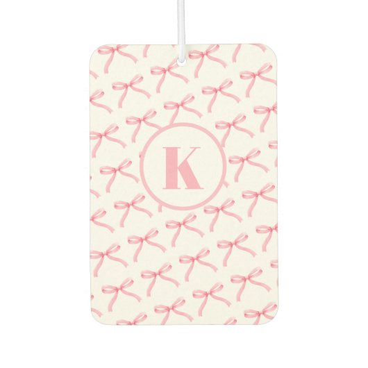 Personalisierter Pink Bow Monogram Air Freshener Autolufterfrischer (Vorderseite)