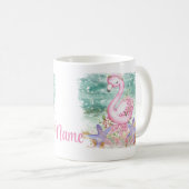 Personalisierter Pink Flamingo Design Coffee Tasse (VorderseiteRechts)