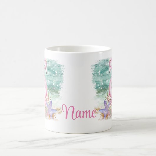 Personalisierter Pink Flamingo Design Coffee Tasse (Mittel)