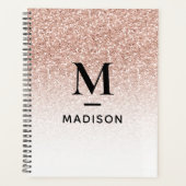 Personalisierter Pink Glitzer Ombre Design Planer (Vorderseite)
