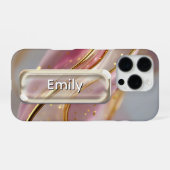 Personalisierter Pink Gold Glas UI Button Name iPhone Hülle (Rückseite (Horizontal))