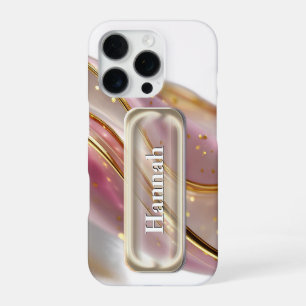 Personalisierter Pink-Gold-Glas-UI-Button-Name iPhone 16 Pro Hülle