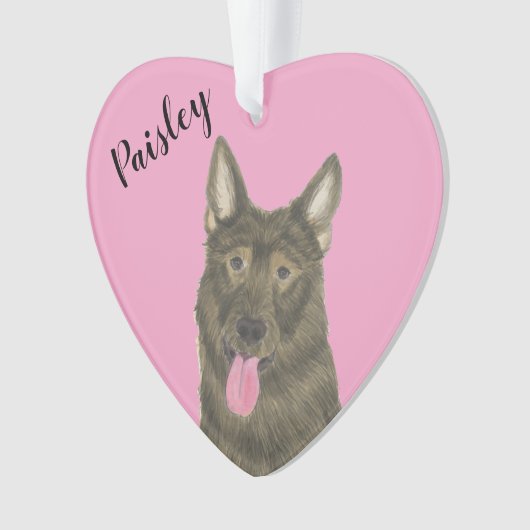 Personalisierter Pink Heart Sable German Shepherd Ornament (Vorderseite)