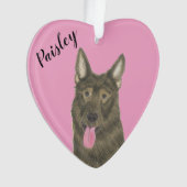 Personalisierter Pink Heart Sable German Shepherd Ornament (Vorderseite)