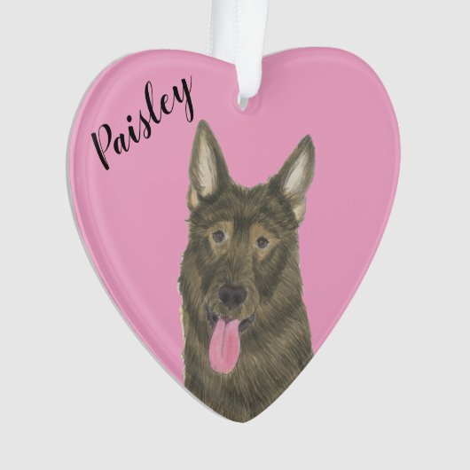Personalisierter Pink Heart Sable German Shepherd Ornament (Vorderseite)