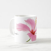 Personalisierter Pink-Hibiskus-Kaffee/Tee-Tasse Kaffeetasse (Vorderseite Links)