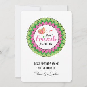 Personalisierter Pink Mandala-Bester-Freund-Gruß Feiertagskarte