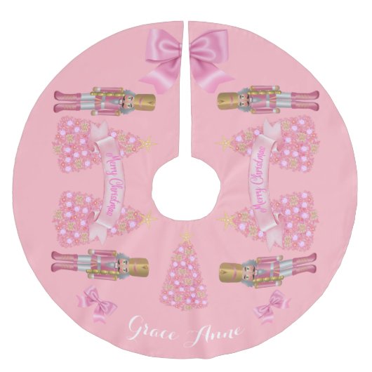 Personalisierter Pink Nutcracker Weihnachtsbaumroc Polyester Weihnachtsbaumdecke (Vorderseite)