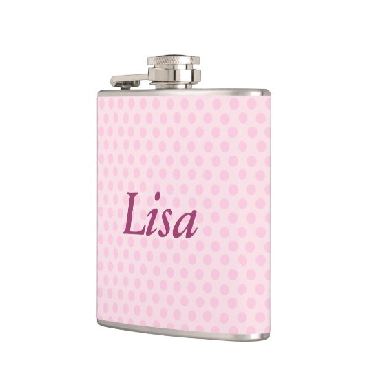 Personalisierter Pink Polka Dots Flask Flachmann (Links)