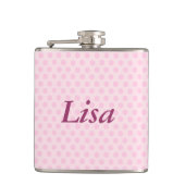 Personalisierter Pink Polka Dots Flask Flachmann (Vorderseite)