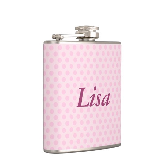 Personalisierter Pink Polka Dots Flask Flachmann (Rechts)