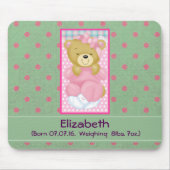 Personalisierter Pink Teddy Bear Baby Keepake Mousepad (Vorne)