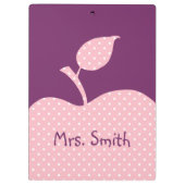Personalisierter Pink und Weiß Polka Dot Apple Klemmbrett (Rückseite)