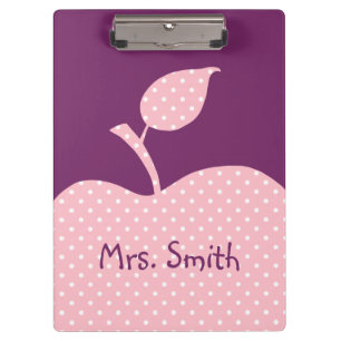 Personalisierter Pink und Weiß Polka Dot Apple Klemmbrett