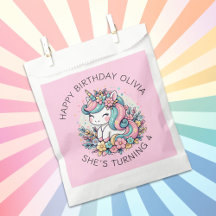 Personalisierter Pink Unicorn Girl's Birthday