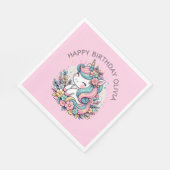 Personalisierter Pink Unicorn Girl's Birthday Serviette (Ecke)