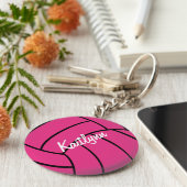 Personalisierter Pink Volleyball-Schlüsselanhänger Schlüsselanhänger (Seite)