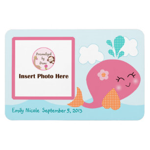 Personalisierter Pink Whale Foto Magnet Keepake