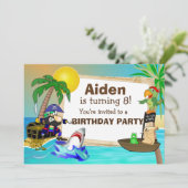 Personalisierter Piraten und Haifische Einladung z (Stehend Vorderseite)