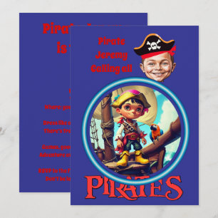 Personalisierter Piratenjunge auf Schiffsbauwerken Einladung