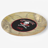 Personalisierter Piratenkapitän Pappteller (Schrägansicht)