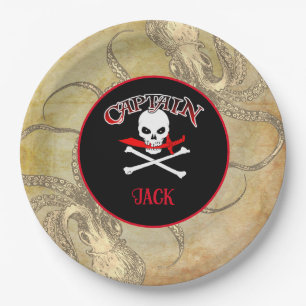 Personalisierter Piratenkapitän Pappteller