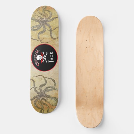 Personalisierter Piratenkapitän Skateboard (Vorderseite)