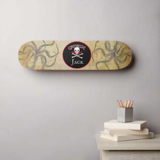 Personalisierter Piratenkapitän Skateboard (Wandkunst (Horz))