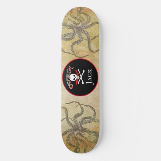 Personalisierter Piratenkapitän Skateboard (Vorderseite)