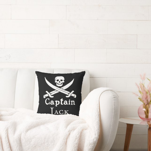 Personalisierter Piratenkapitän Throw Pillow Kissen (Liege)